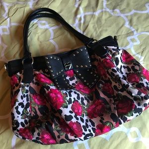 Betsey Johnson Rose And Leopard Satchel